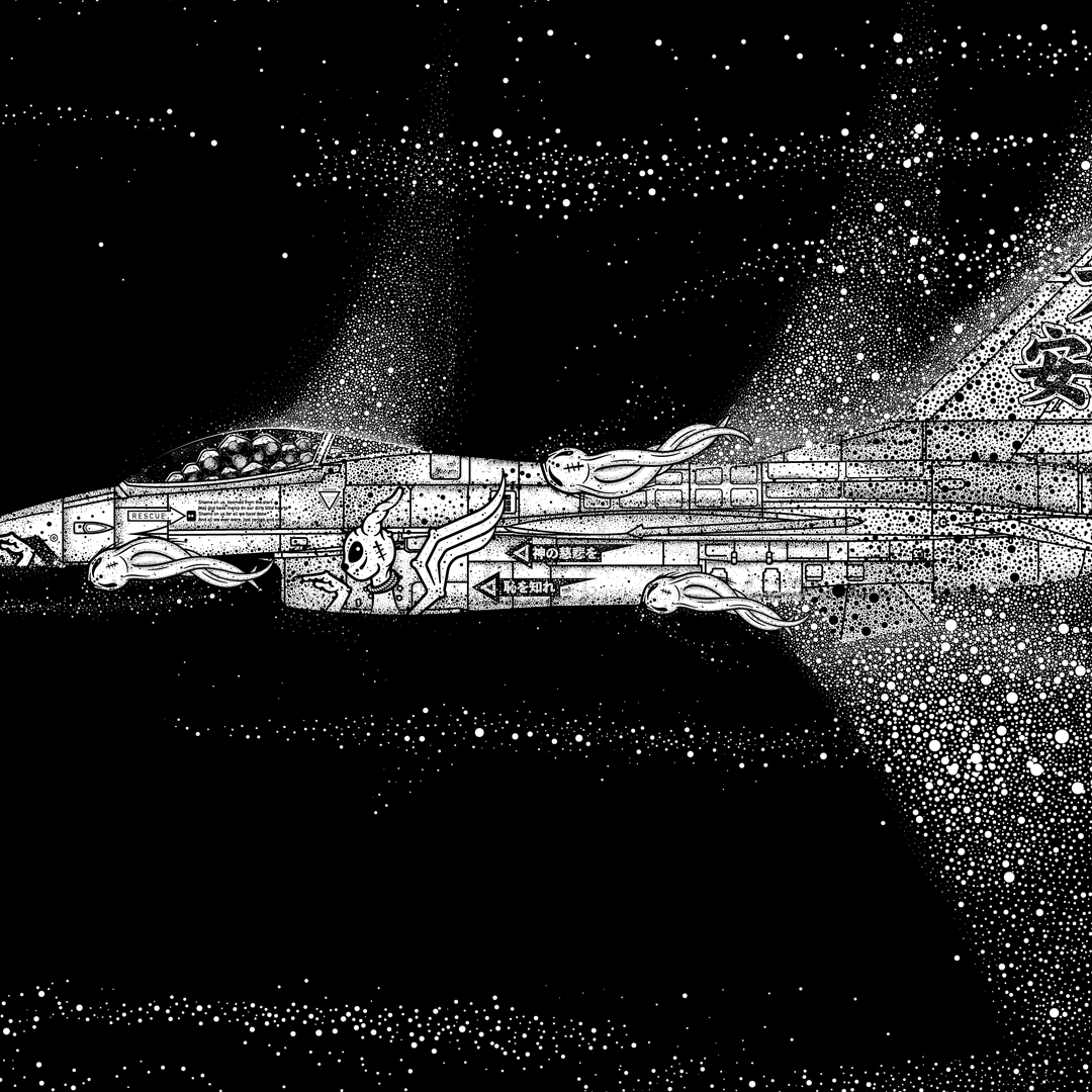 dreaming demons Leffe Goldstein f16 airforce japan black and white Digital Art  monochrome Flying Falcon sonic boom