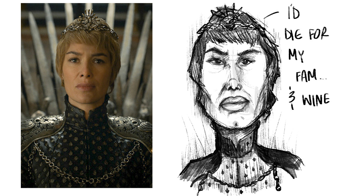 caricatures Digital Drawing Game of Thrones Cersei Lannister Jon Snow reference