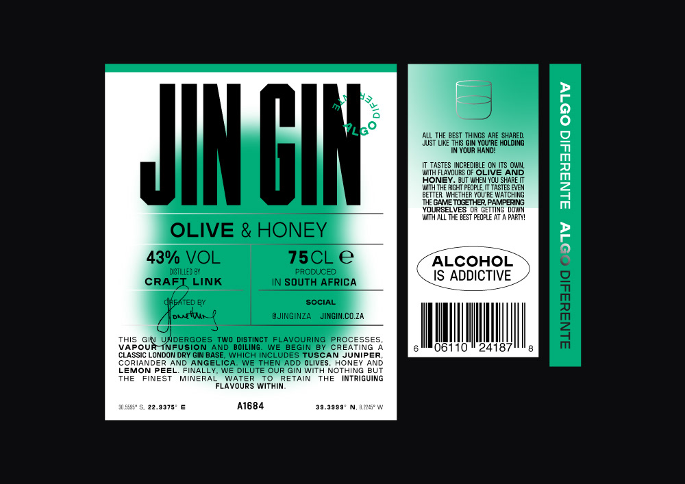 gin south africa cape town Portugal alcohol label design j'something Fun south african gin drinking