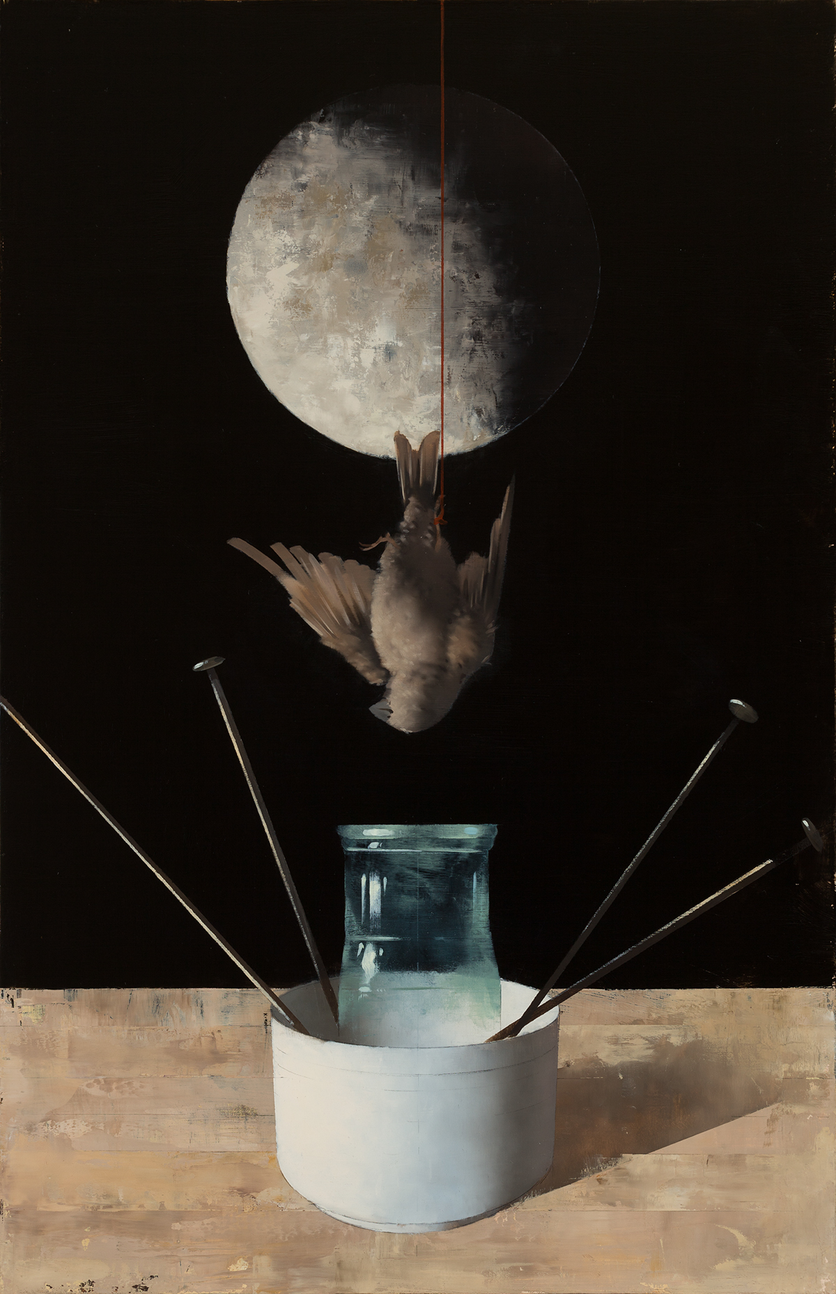 Oil Painting still life bird moon Matthew Saba saba modern painting modern modern painter