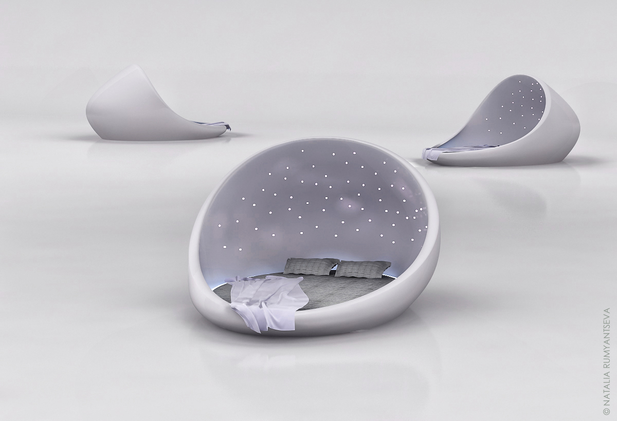 bed bedroom rumyantseva Bionic light cosmos bed design cool organic Space  future concept outer space biomorphic