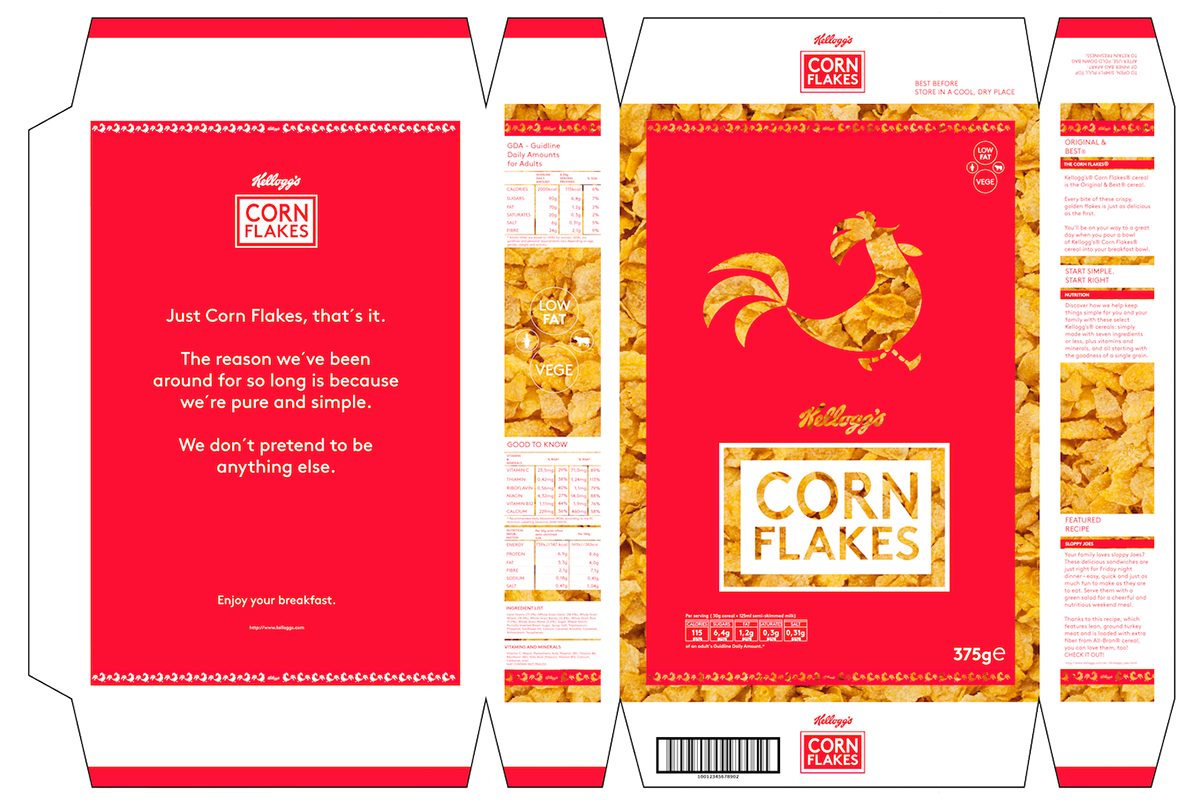 redesign Kellogg´s Corn Flakes packaging concept cornelius the rooster