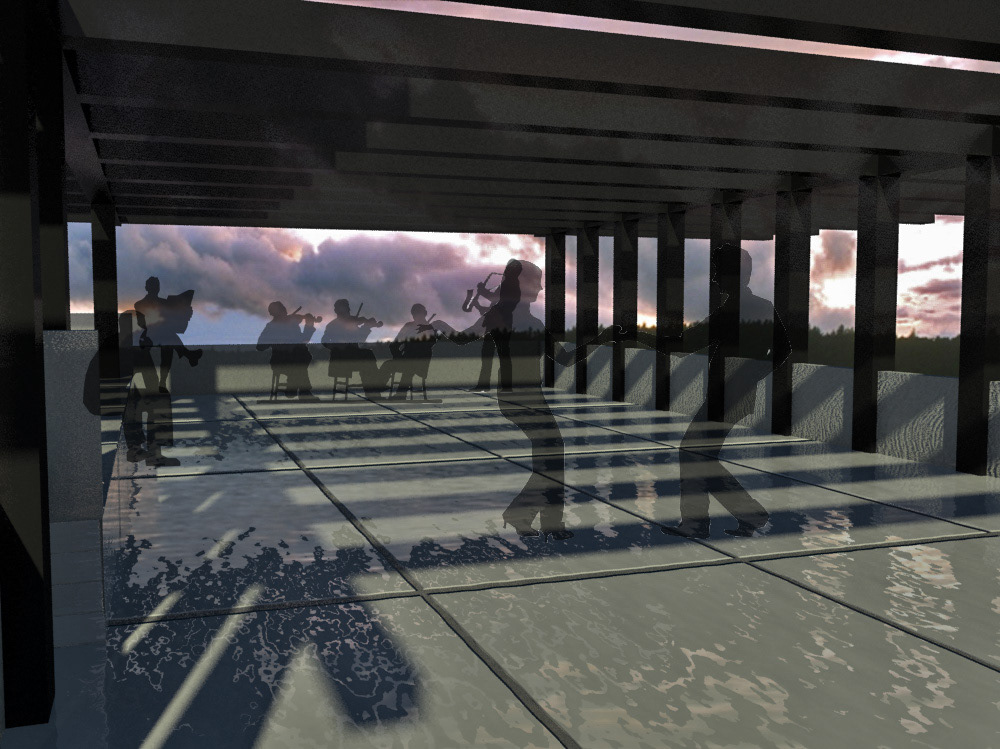 mondrian pavillion Visualization I 3d sculpture Building animation