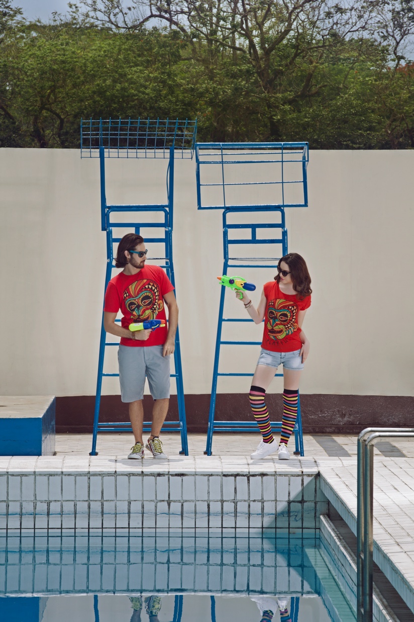 Playful Youthful campaign coconut island Clothing swimming pool