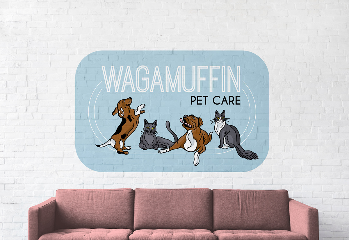 branding  care Cat company dog logo Pet shop walker Website