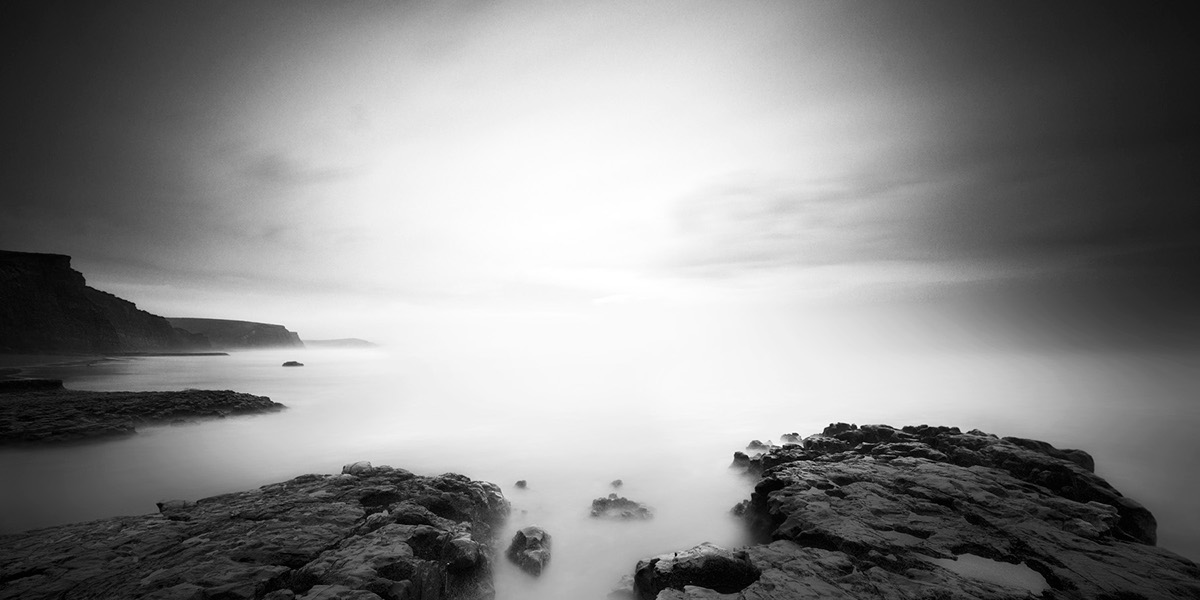 long exposure Nathan Wirth Minimalism monochrome black and white seascapes rocks silence drake's beach point reyes California zen