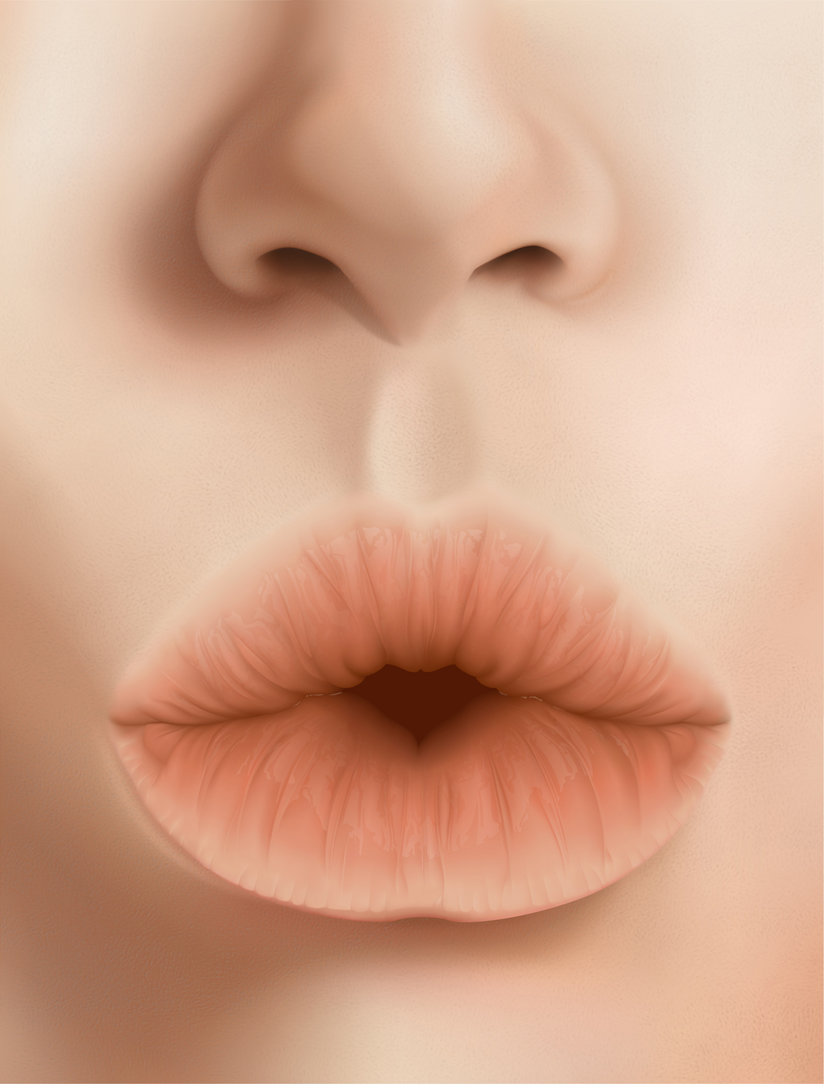 lips face vector portrait close up digital Illustrator gradient mesh kiss realistic