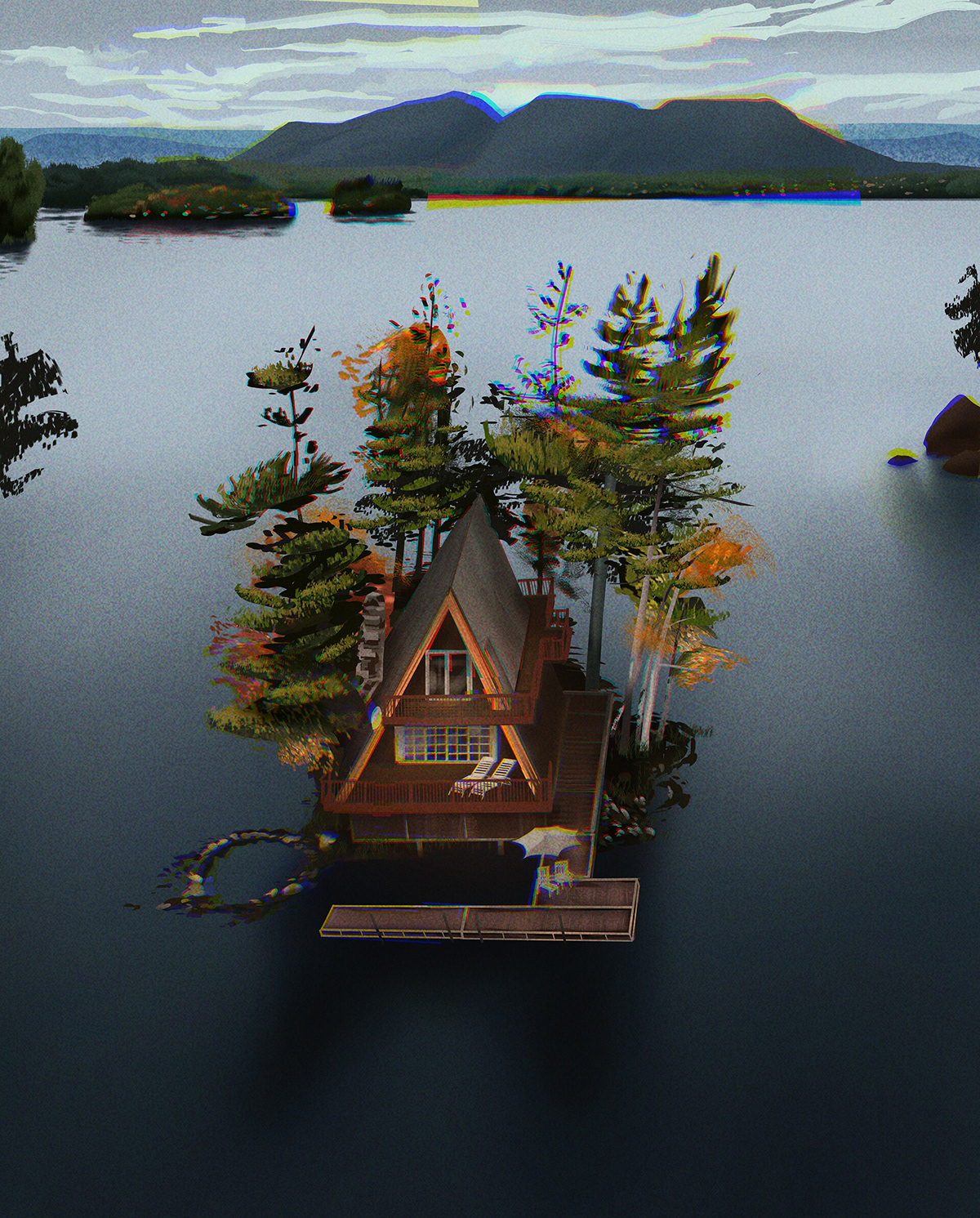 3D autumn blender lake lakehouse Oculus vr