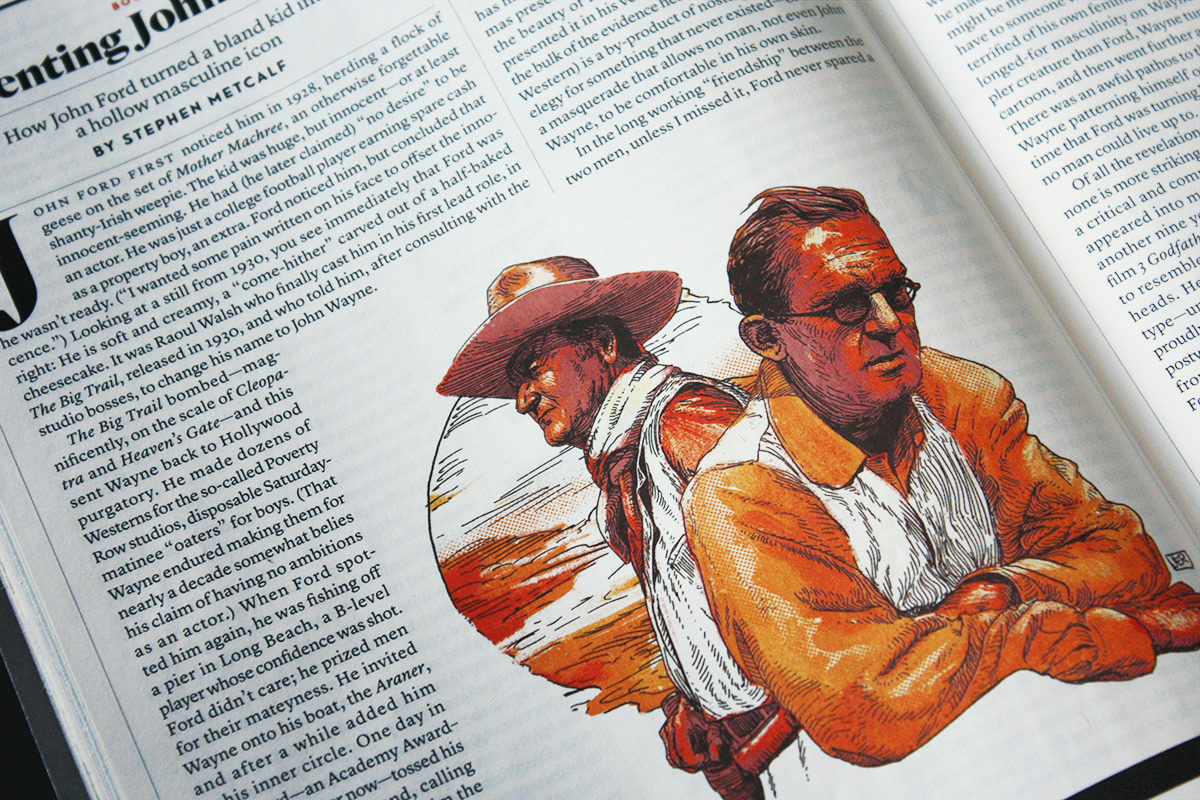 editorial press magazine spot illustration John Wayne John Ford icons western Movies The Atlantic
