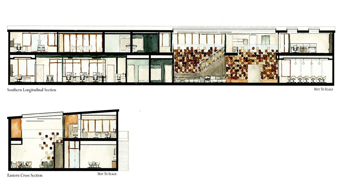 Space Planning watercolor rendering Analysis construction drawings Collaboration