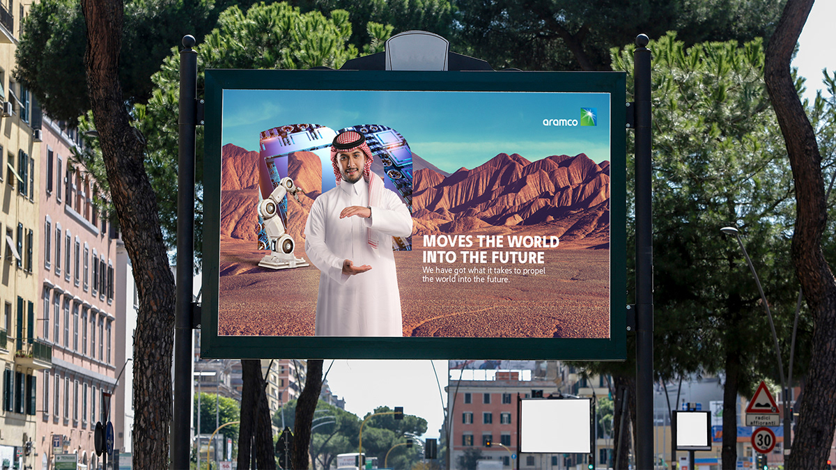 Advertising  ARAMCO business campaign concept corporate Creative Design poster Saudi Arabia visual identity