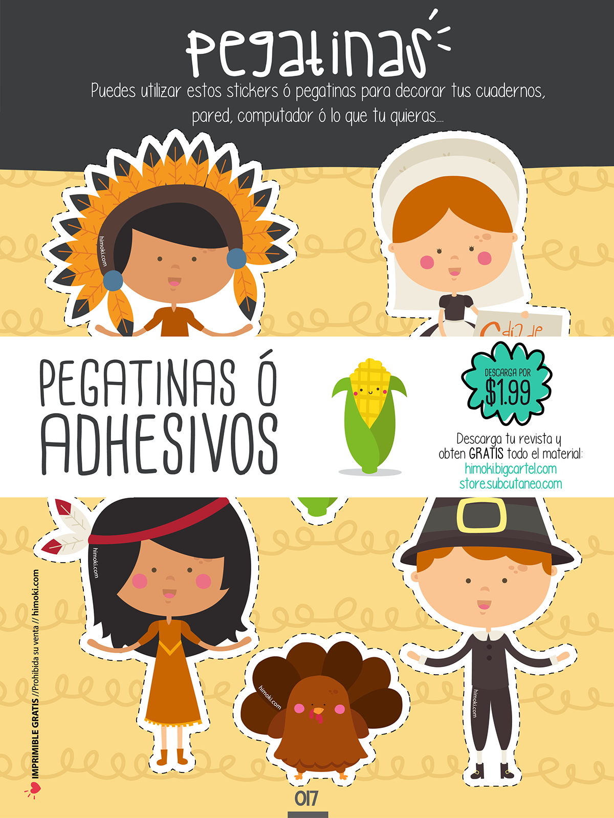 HIMOKI imprimibles DíaDeGracias revista niños manualidades gratis acción de gracias noviembre otoño handmade