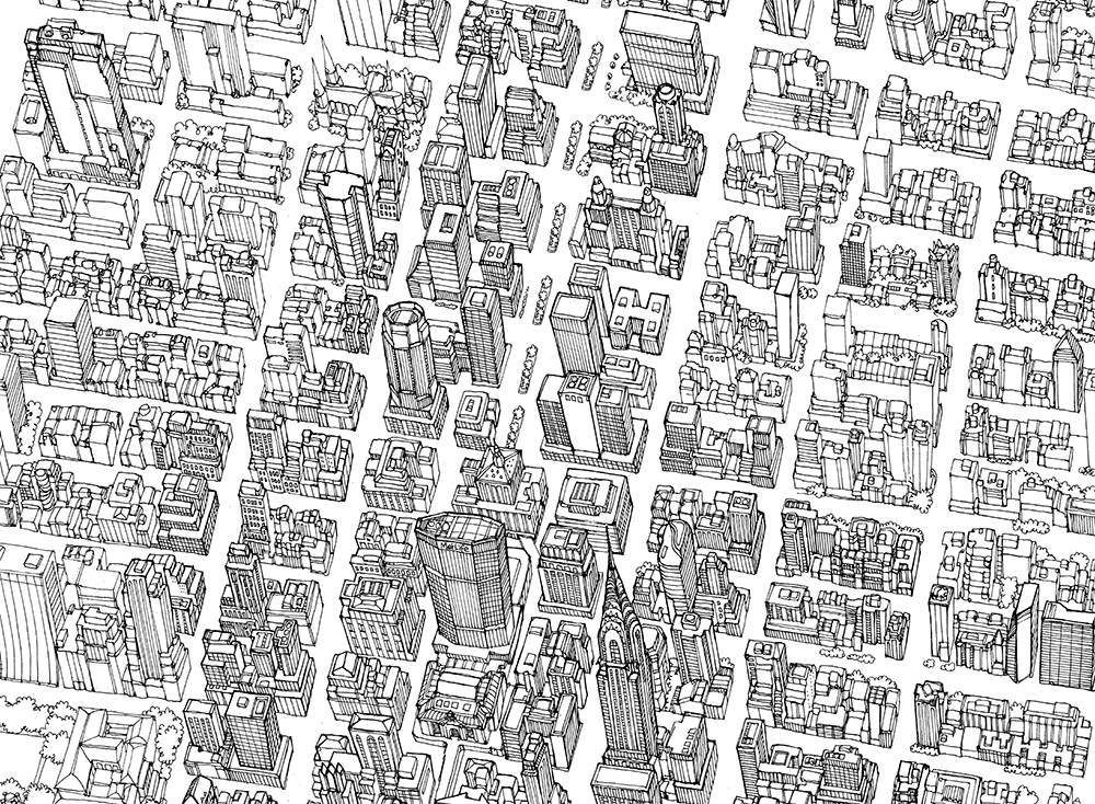 Manhattan  Illustration  Map  illustrated map  pen and ink