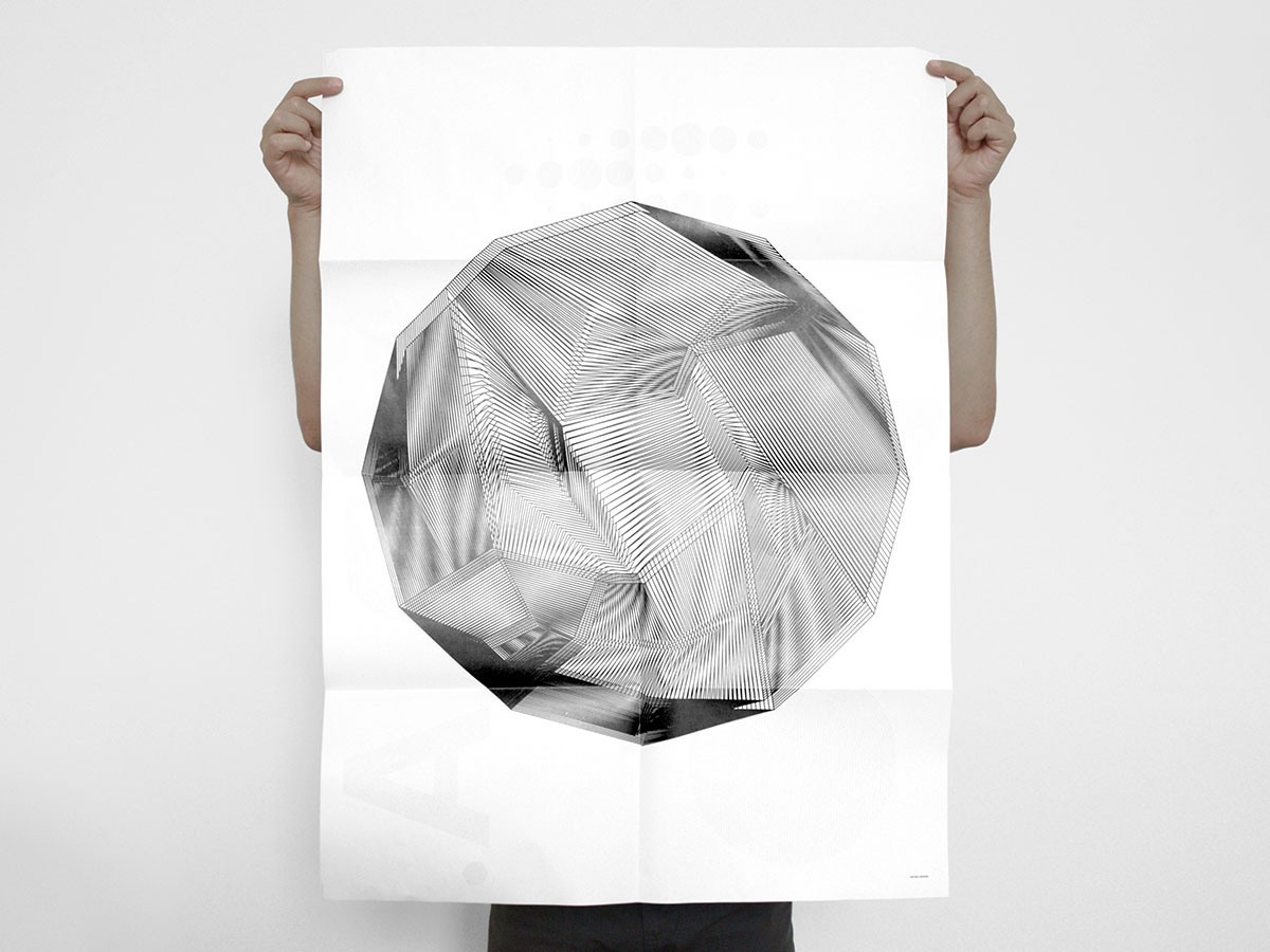 daniele de batté davide sossi illustrations poster brochure artiva design recycled paper black & wite geometric
