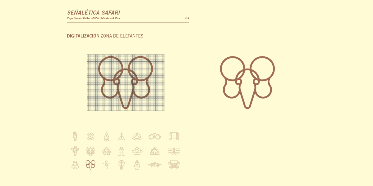 pictogramas Icon reticula safari proyecto diseñografico Illustrator InDesign africa app