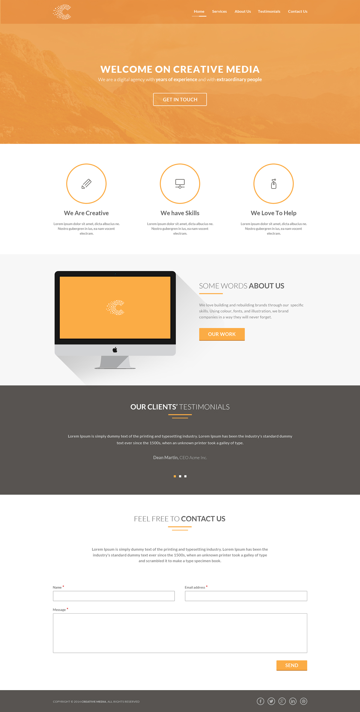 creative flat clean landing page