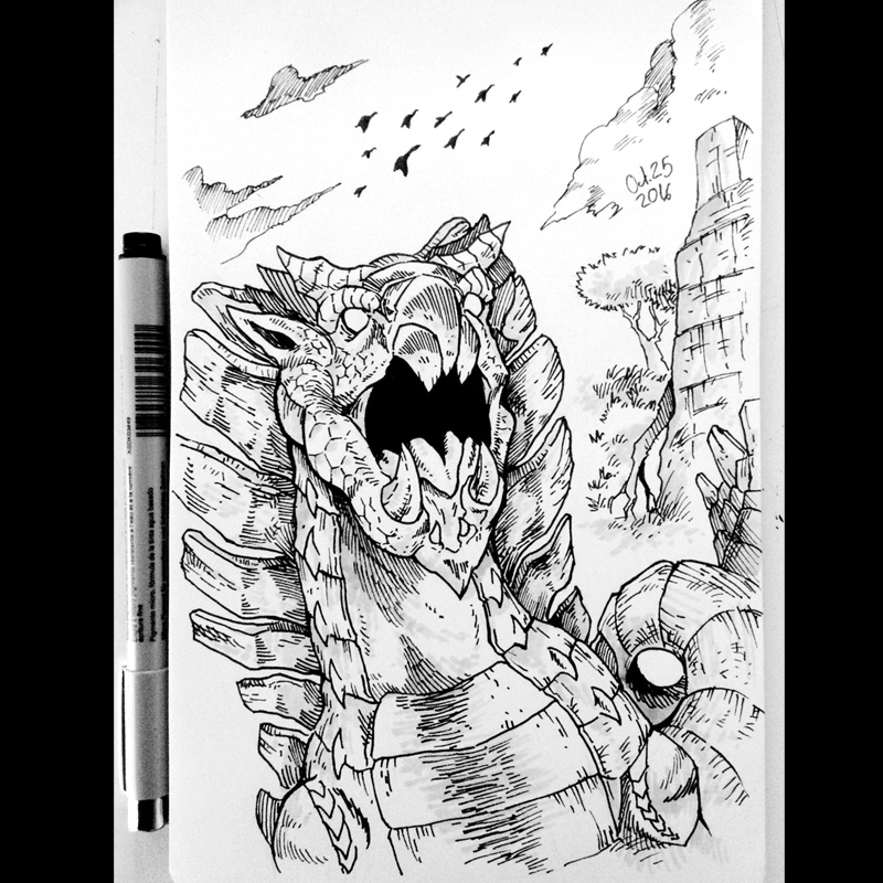 Monster Hunter draw Gaming inktober sketch