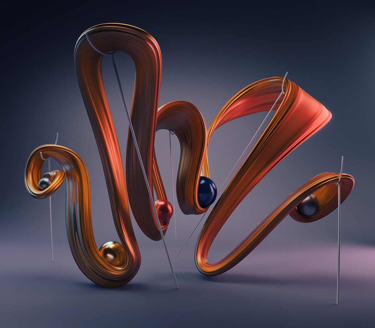 3D abstract CGI colorful Dgital Art rendering sculpture shiny