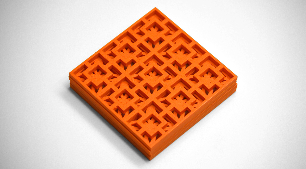 modern MID-CENTURY breeze block orange design coaster