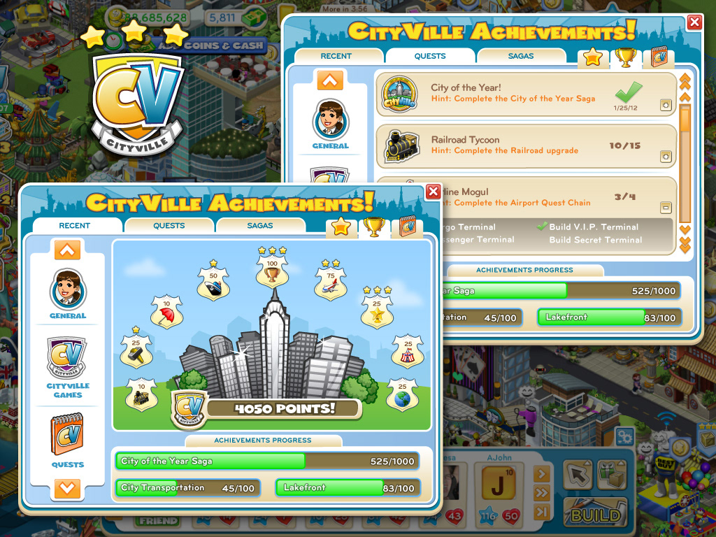 Zynga  user interface  social games  cityville  user experience design