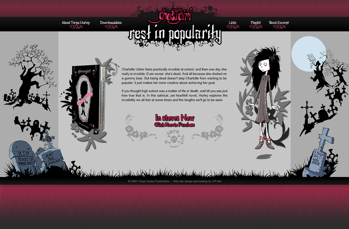 ghost girl Web design teen Young Adult goth ghostgirl