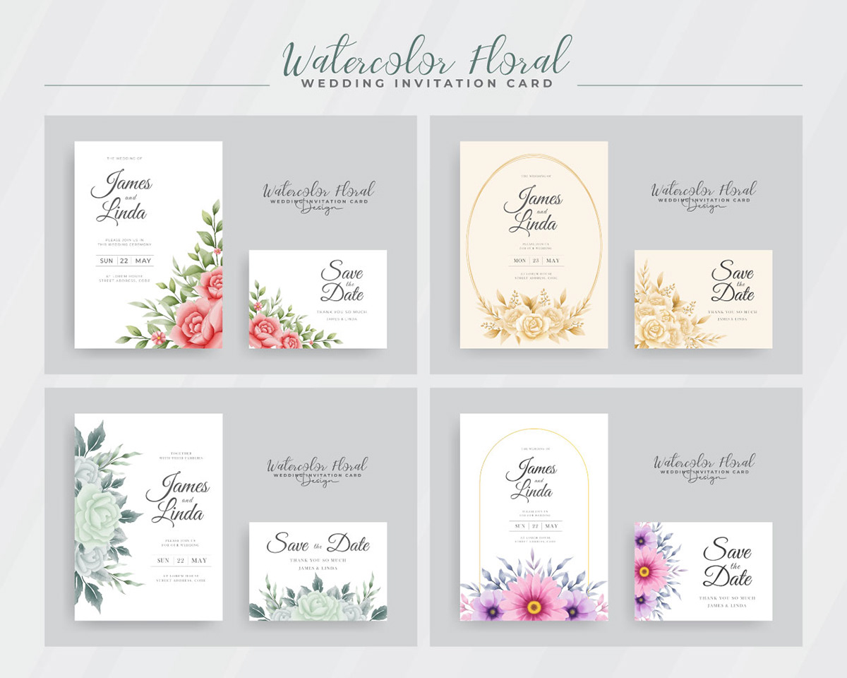 card floral greeting card hand-drawn Invitation Invitation Card painting   save the date watercolor wedding