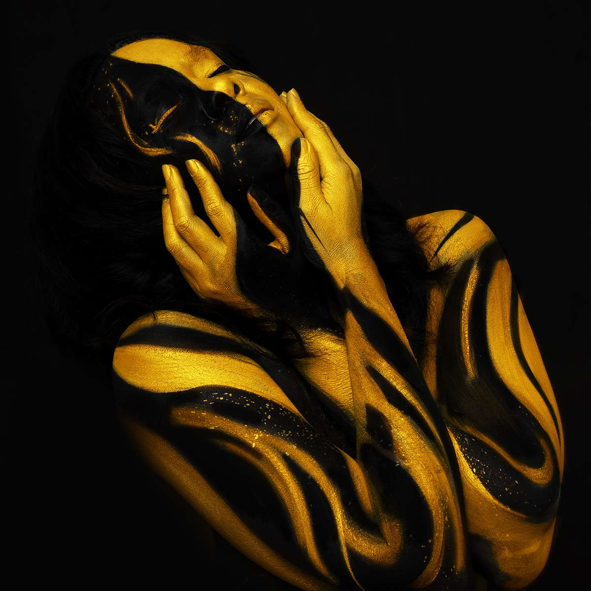 painting   gold bodyart photoshoot artphotography bodypainter music album cover International marketing   visual identity
