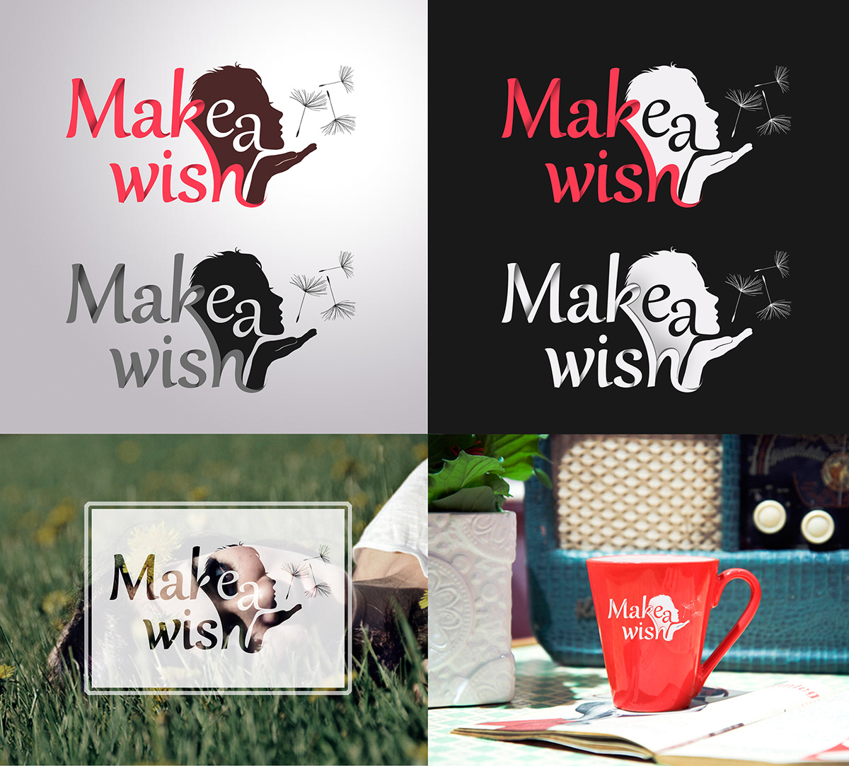 make a wish dandelion design logo identity wish