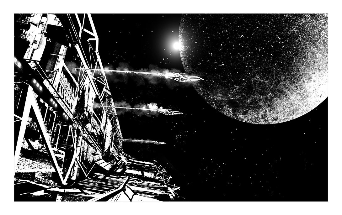 Space  Albator black and white SCFI science fiction lines johann goutard graphaddict