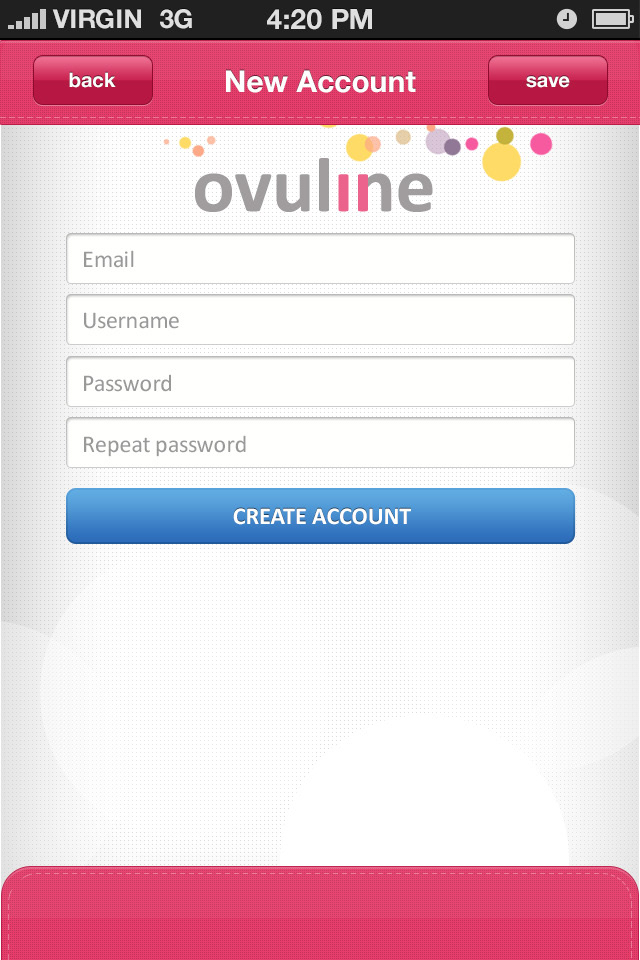 Ovuline fertility Mobile app iOS App application user interface