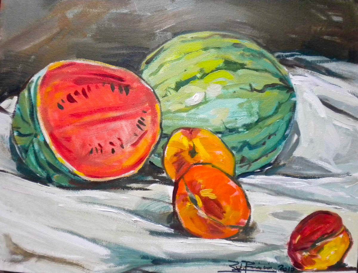 Still  life floweres Oil Painting bodegon Impressionistic painting alla prima painting Bouquet fruits Nature