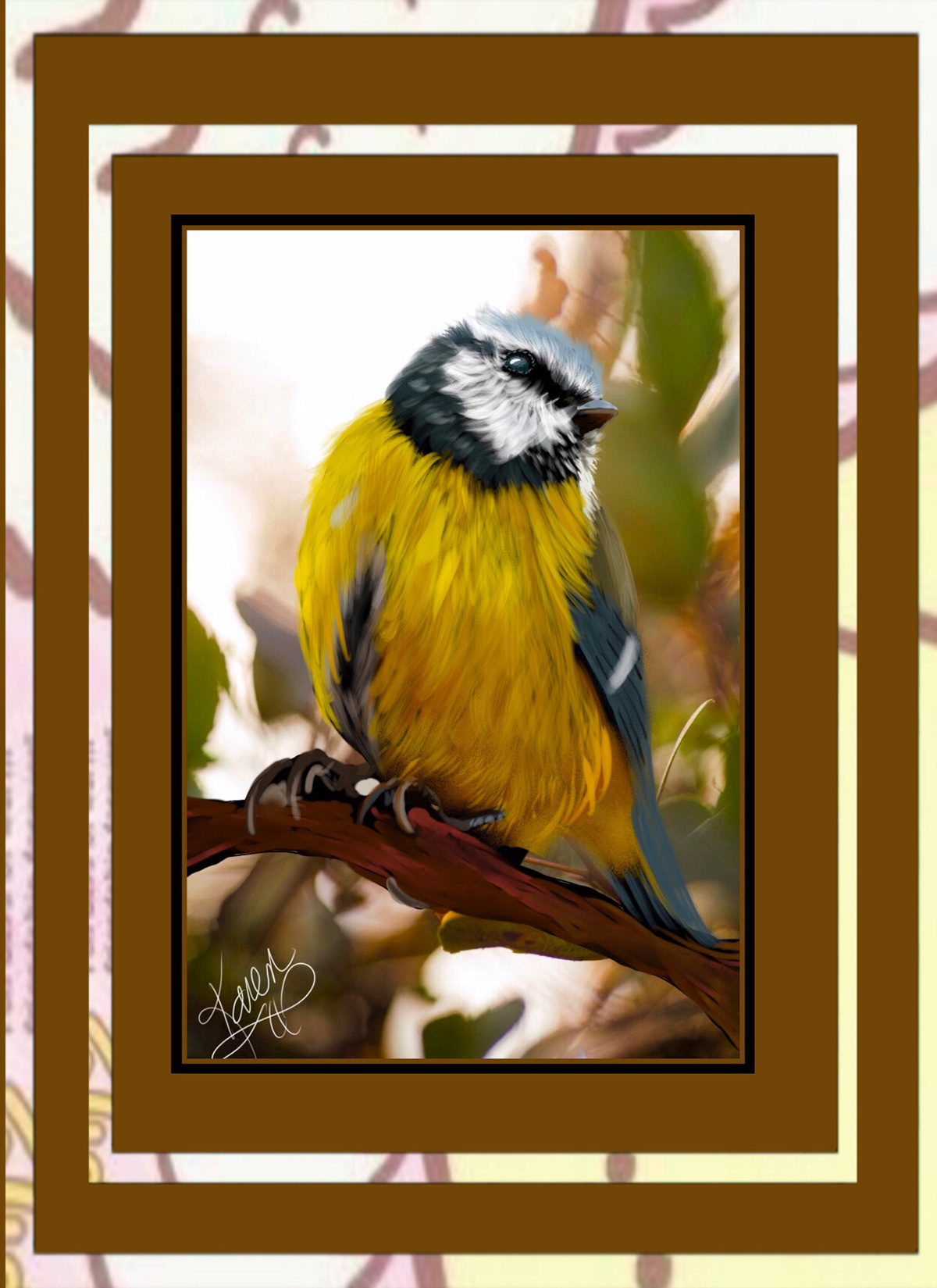 Digital Art  digital painting Drawing  illustrations animals birds Eurasian blue tits