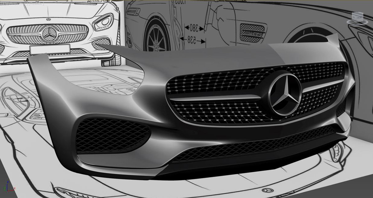 3d modeling 3D model Mercedes Benz AMG GT 3ds max keyshot automobile design car design