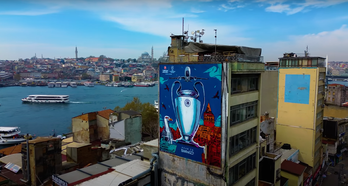 champions league Graffiti Mural streetart wallart wall istanbul turkishairlines  
