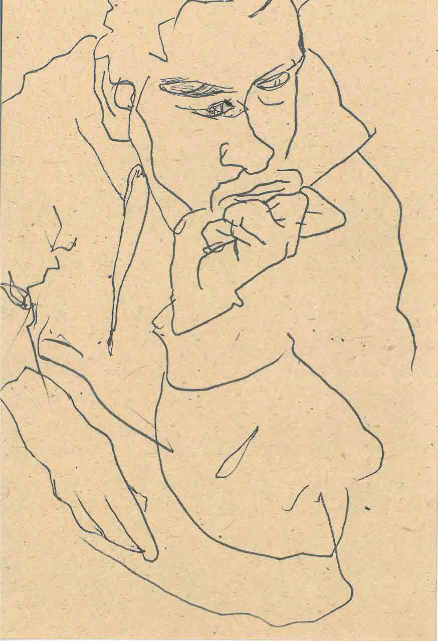Drawing  contour line blind drawing pen Pen on Paper sightlessness