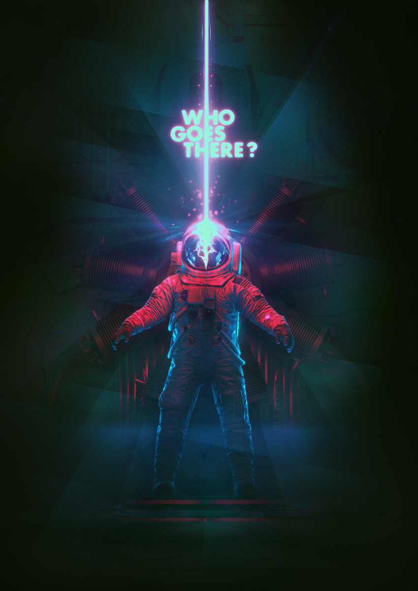 poster Classic horror Scifi spaceman enigma spacesuit light burst Retro