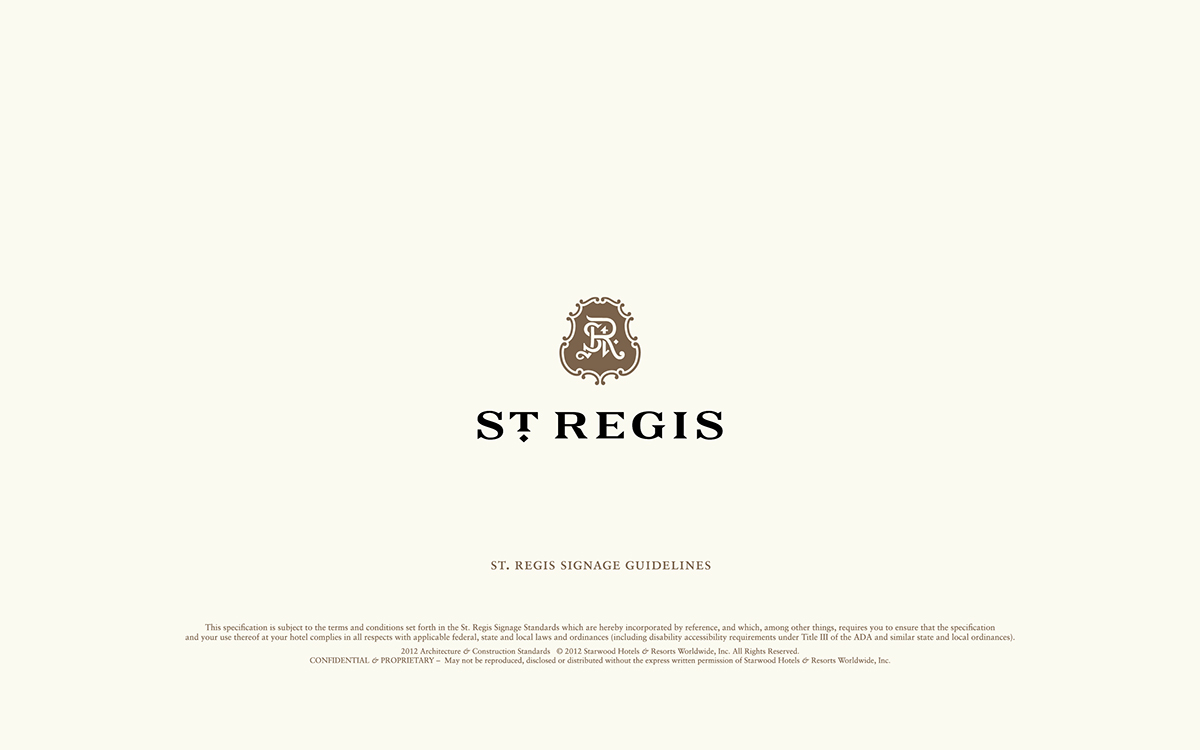 hotels St. Regis branding  wayfinding guidelines Signage editorial infographic