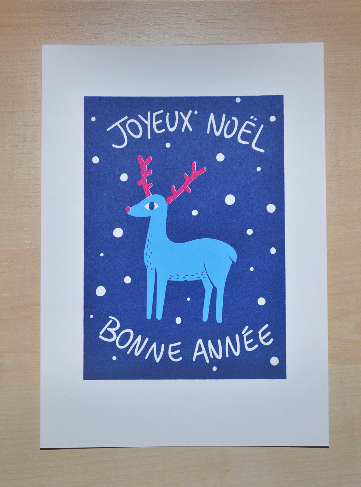 silkscreen new year Christmas graphism bear bird deer print handmade animal