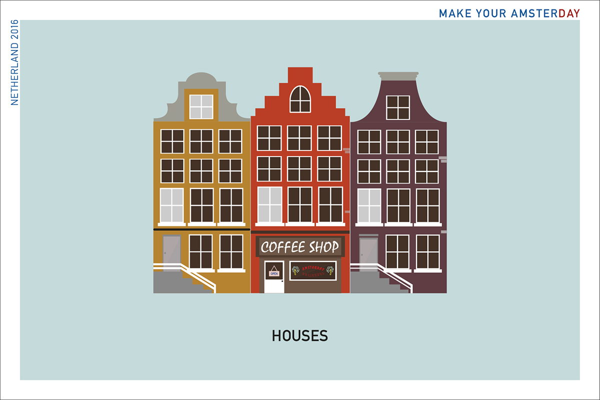 amsterdam Travel app Netherlands vectors illustrations graphic design 
