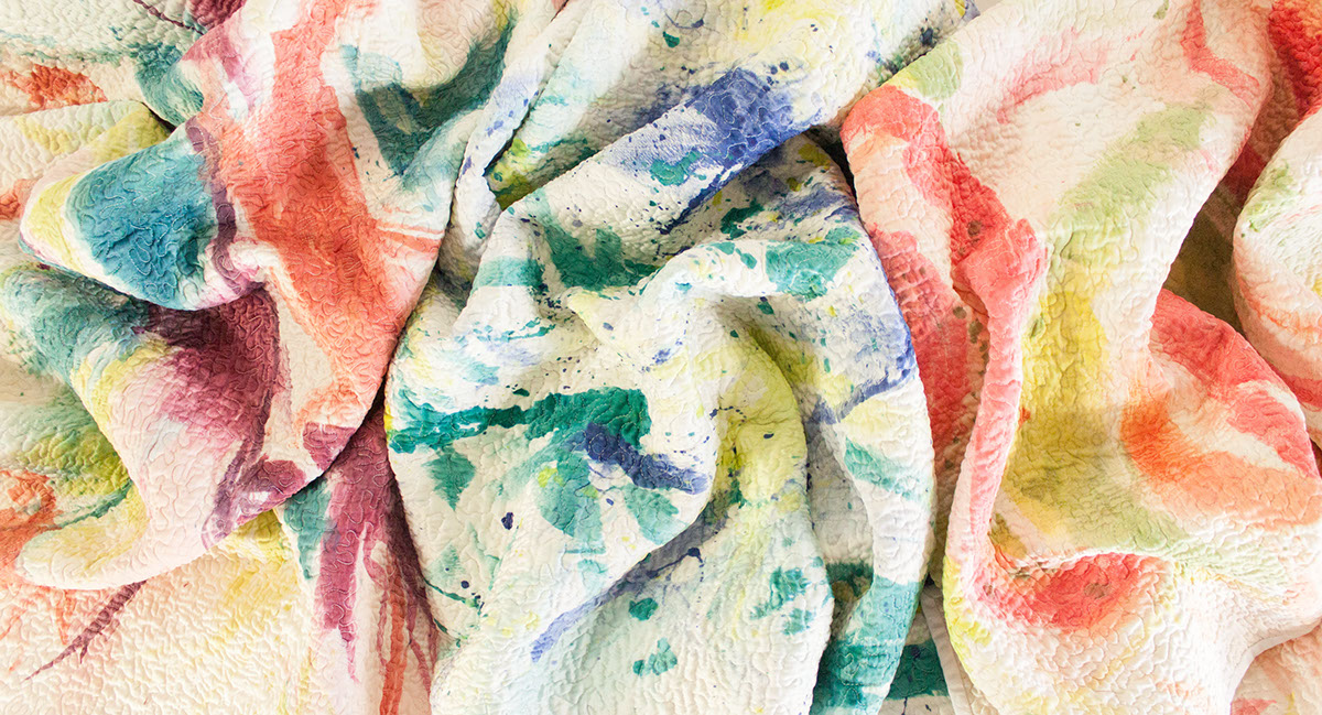 abstract non-objective quilt SILK stippling watercolor dyes