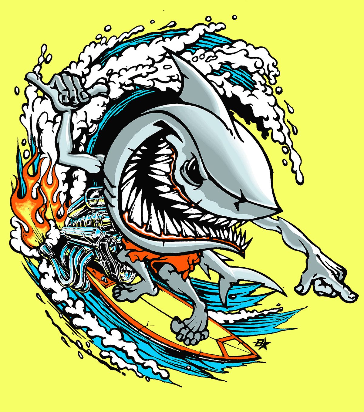 rat fink shark fink shark illustration