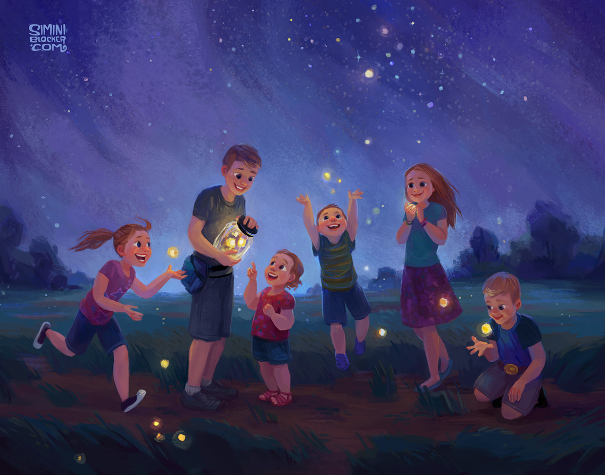 fireflies stars family portrait