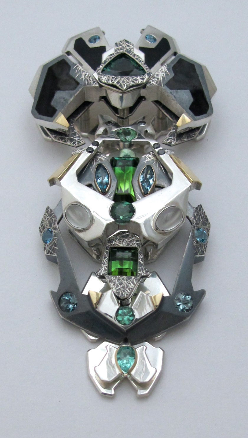 jewelry Jewellery enamel silver gold diamond  pendant Necklace tourmaline aquamarine