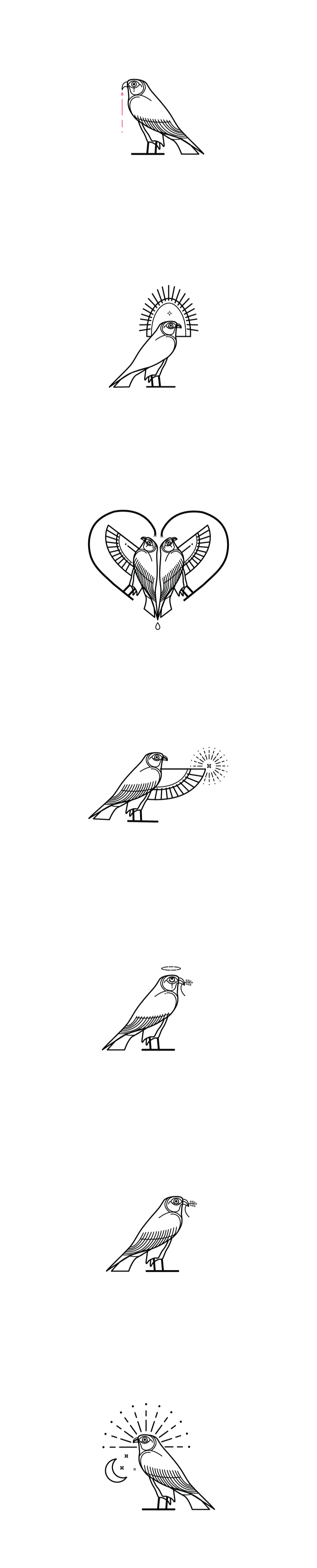 bird Icon black and white minimal hieroglyph inspired