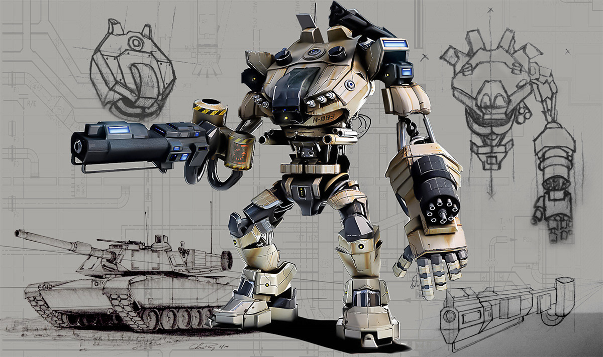 mech robot 3ds max 3D Tank abrams humanoid Character design mecha
