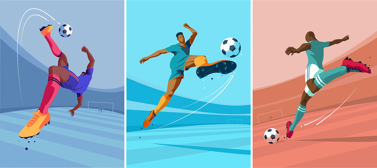 Digital Art  football game sketch soccer sport vector FIFA kicks player