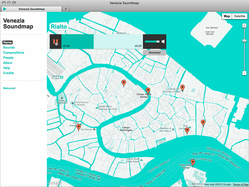 google maps venezia Venice collaborative database compositions lagoon map Sound MAp soundmap sounds