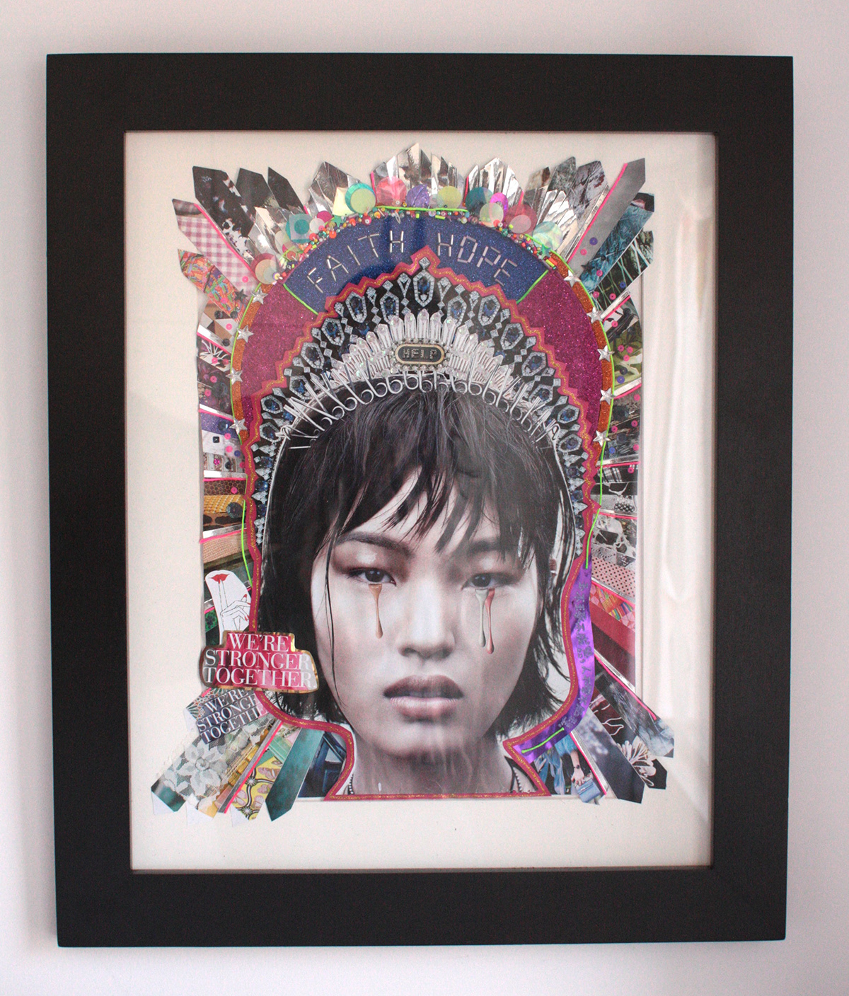 collage asian art Dawn Bey crying girl weeping widow Colourful  Multimedia 