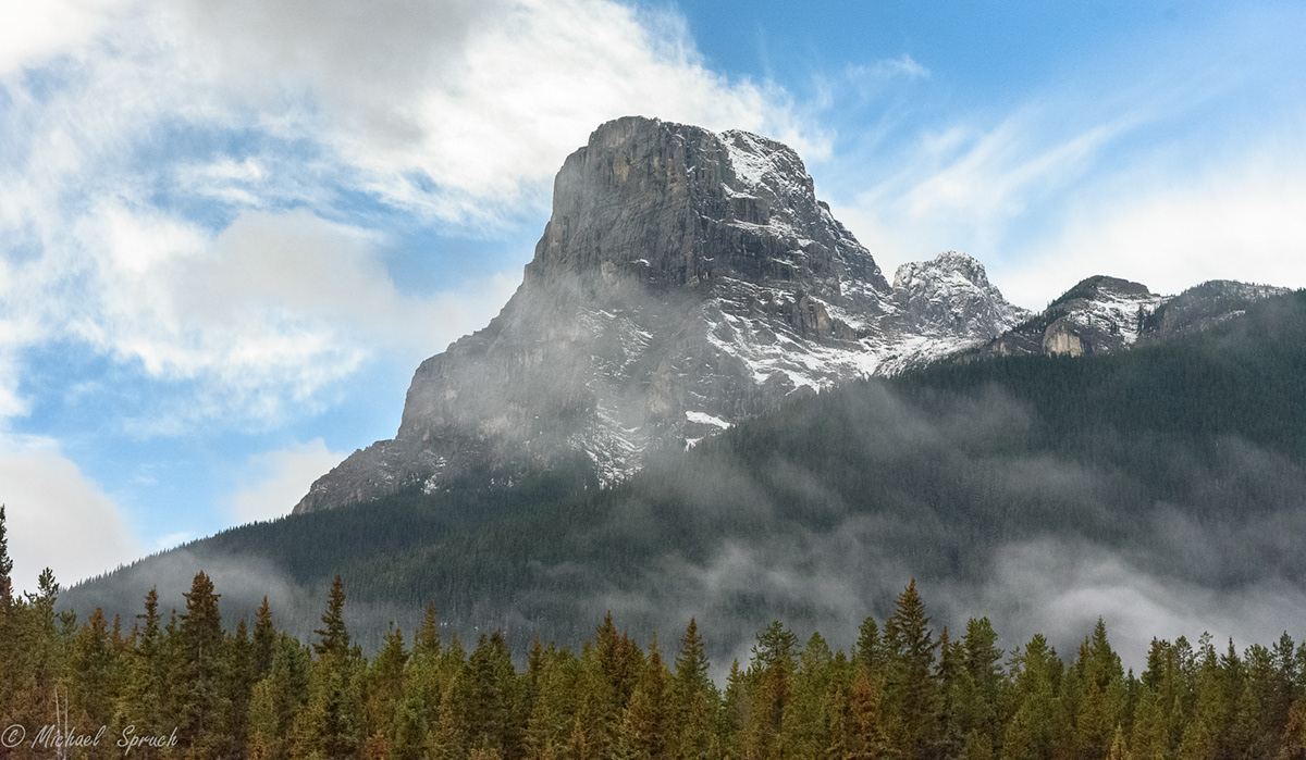 Canada Canadian Rockies. clouds Banff Landscape mist rockies