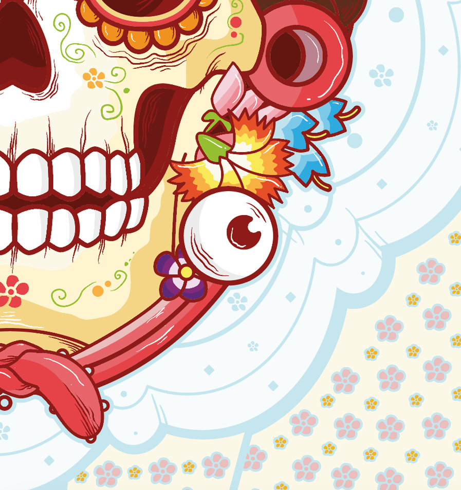Illustrator vector colors Flowers skull Radiance details